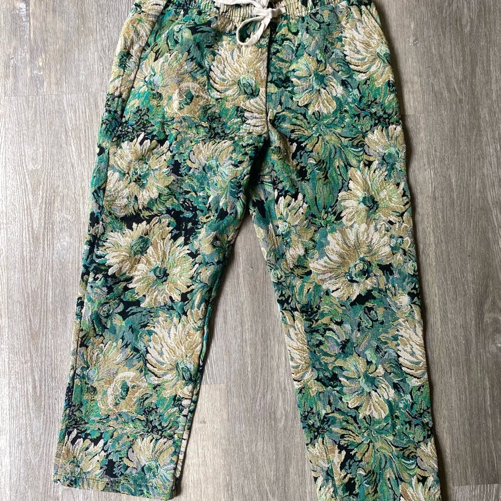 Floral Green and Cream Men's Pants